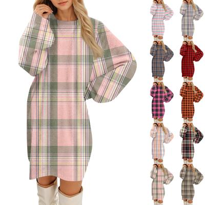 Women's Round Neck Casual Long Sleeve Plush Dresses