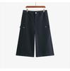 Plus Size Women's Wide-Leg Cropped Trousers - Casual Spring Slimming Jeans