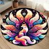Fox Round Area Rug,Carpet Rug for Living Room Bedroom Sofa Playroom Decor,Non-slip Floor Mat