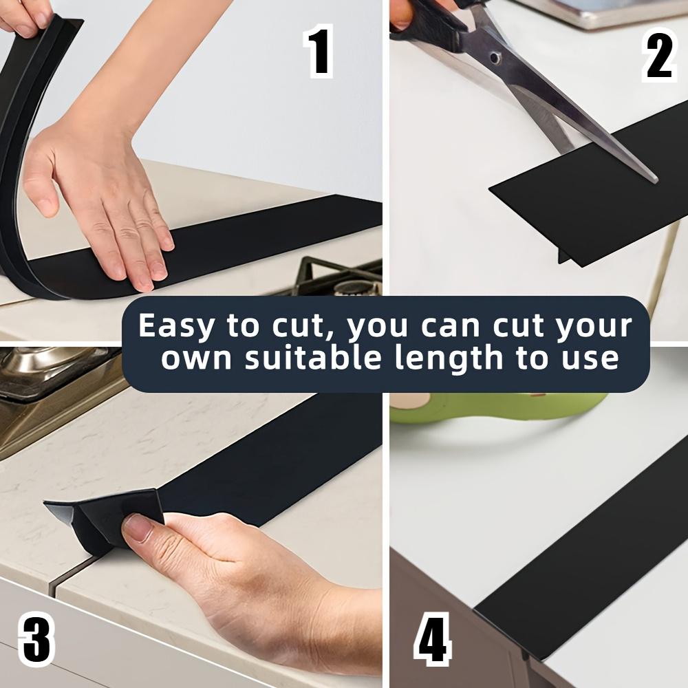 Flexible Silikon 2 Stück Herdspaltabdeckungen | Wasser- & Fleckenbeständig, Leicht zu Reinigen, Arbeitsplatten-Schutz, Modernes Küchenzubehör, Schwarz/Weiß
