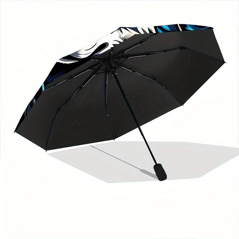 1pc Flame-Crowned Wolf Automatic Opening and Closing Folding - A Good Choice for Gifts, Fashionable and Convenient Umbrella With Cute Cartoon Cha
