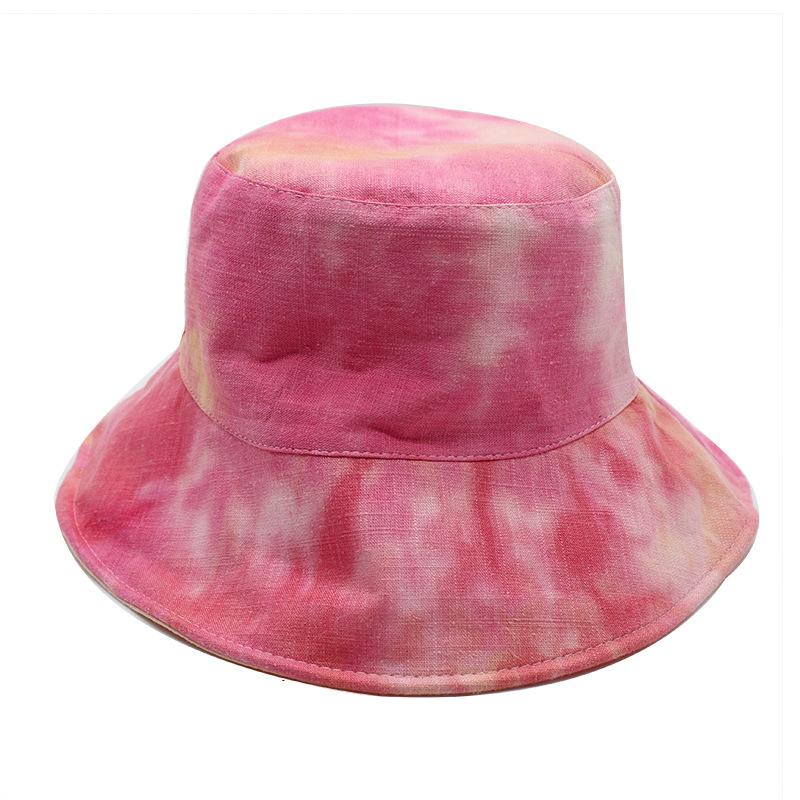 Hat Women'S Tie-Dye Bucket Hat Summer Foldable Double-Sided Basin Hat Couple Sunscreen Visor