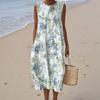 Women's Fashion Casual Sleeveless Round Neck Floral Elegant Temperament Dress
