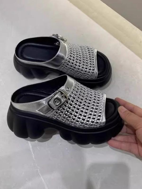 Fashion Women's Genuine Leather Shoes House Slippers Platform Slides Female Mule Pantofle Summer Mules 2025 Mules For Women 2025 Female