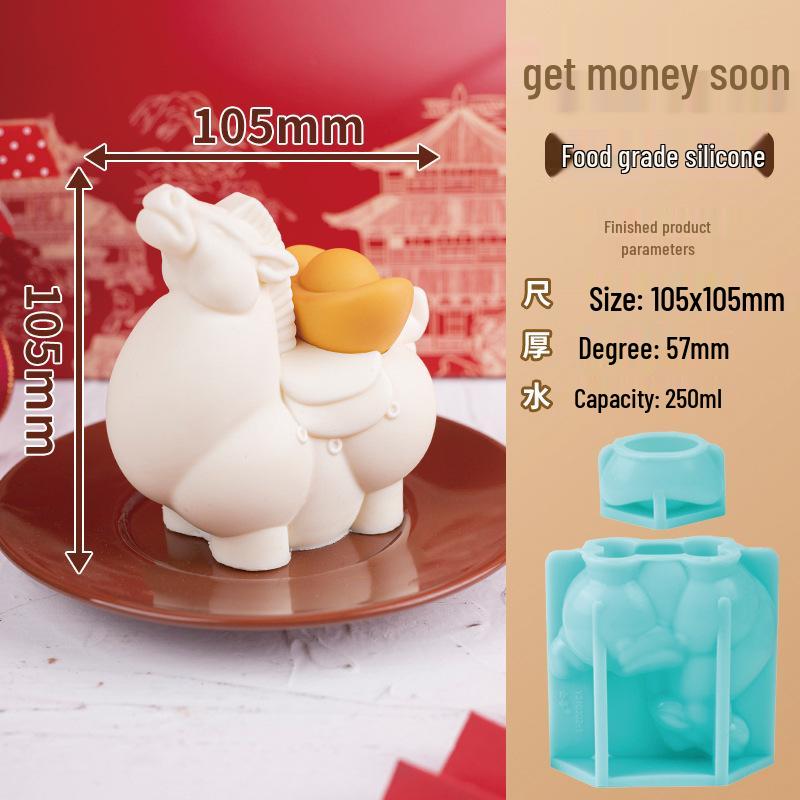 Yuanbao Horse Mousse Silicone Mold - Chocolate, Ice Cube, Dessert, Cake Decoration, Year of the Horse Baking Mold