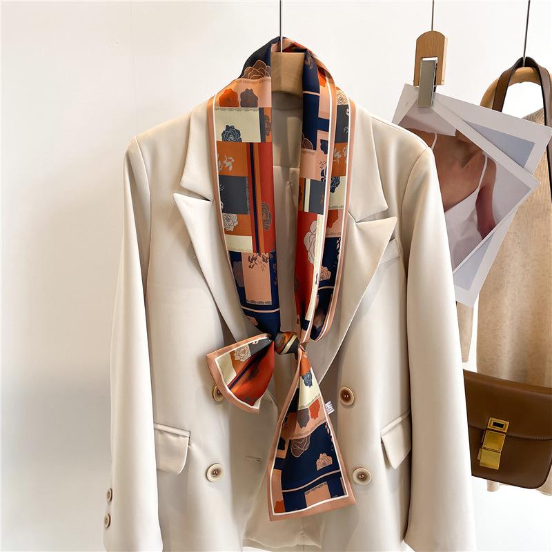 

Модный узкий шелковый шарф для женщин, модные ленты для волос, повязки на голову, бандана, женская сумка, наручная повязка, шейный платок, фуляр, галстуки 13x145cm