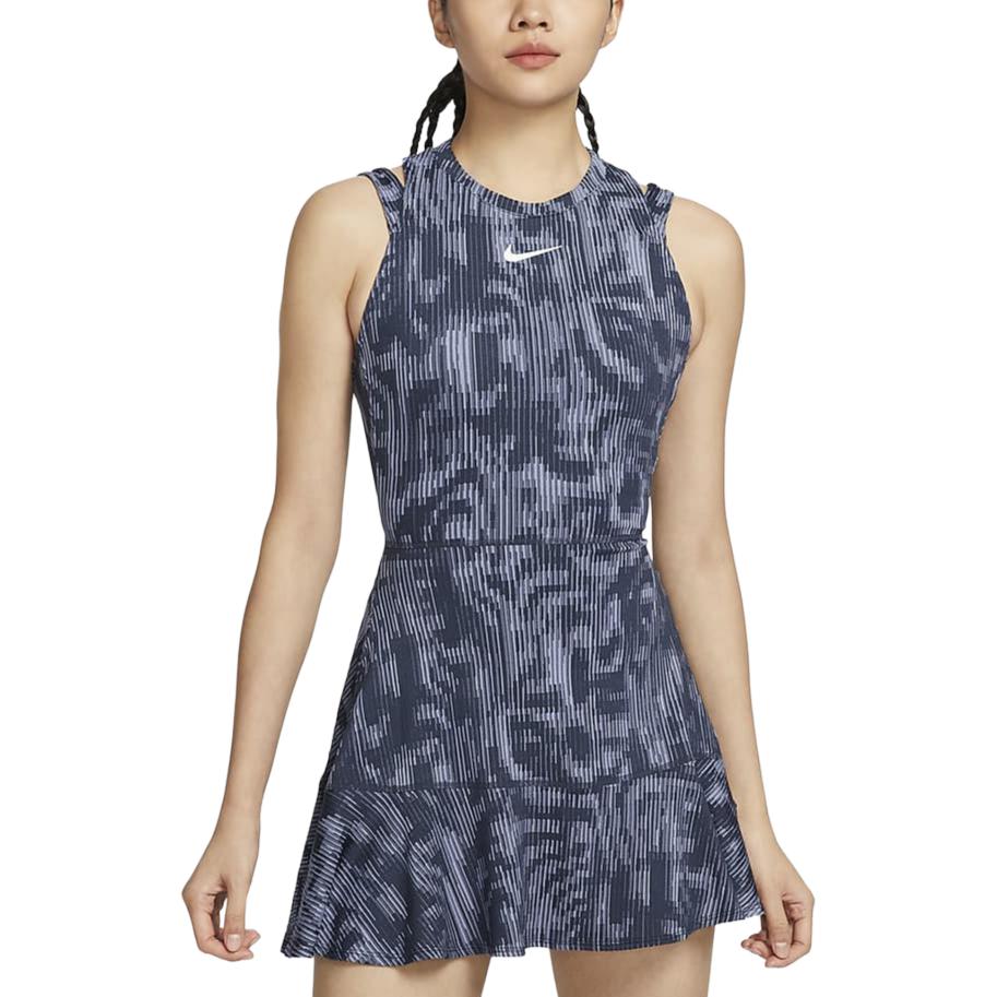 Nike Dri-Fit Court Slam Casual Crew Neck Sleeveless Dress With Logo Women Dresses Lightning-Blue FQ2492-437