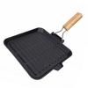 Grill Pan with Groove Foldable Handle Square Safe Enamel Coating Cast Iron Grill Pan for Steak Vegetables