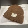 Patch Knitted Hat for Women In Autumn and Winter Warm and Ear Protecting  Soft and Waxy Thickened Plush Woolen Hat Showing A Trendy Face