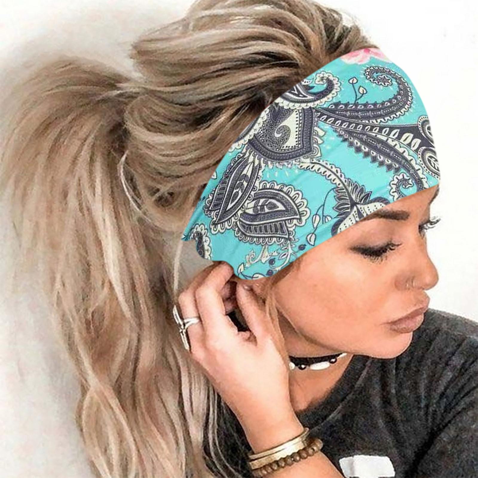 

Женская повязка на голову с принтом, спортивная повязка для волос с широким краем, повязка на голову для йоги, мягкая повязка для волос, головной убор, повязка для волос One Size разноцветный