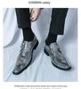 Silver Demon Color-Changing Pointed Toe Chelsea Leather Shoes for Men - Trendy, Casual, Nightclub-Ready Hairstylist Footwear.