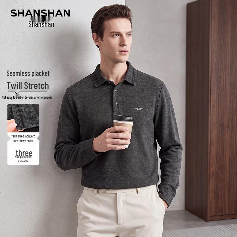 SHANSHAN Men's Autumn Business Casual Long-Sleeve Polo Shirt
