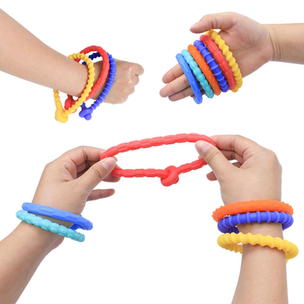 Adjustable Silicone Sensory Fidget Bracelet for Adults and Children Elastic Stress Relief Hand Band Stretchable Durable Material