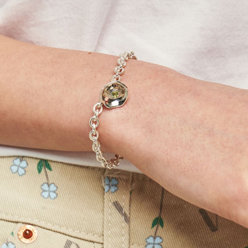 

liersi Hibis flower. small chain Bracelet (natural stone 7color) Garnet-orange