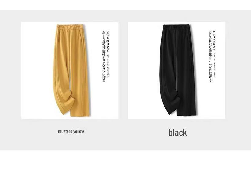 Chic Yellow Wide-Leg Sweatpants for Women - Spring/Autumn 2025 Slimming Lazy Style with Crescent Moon Design