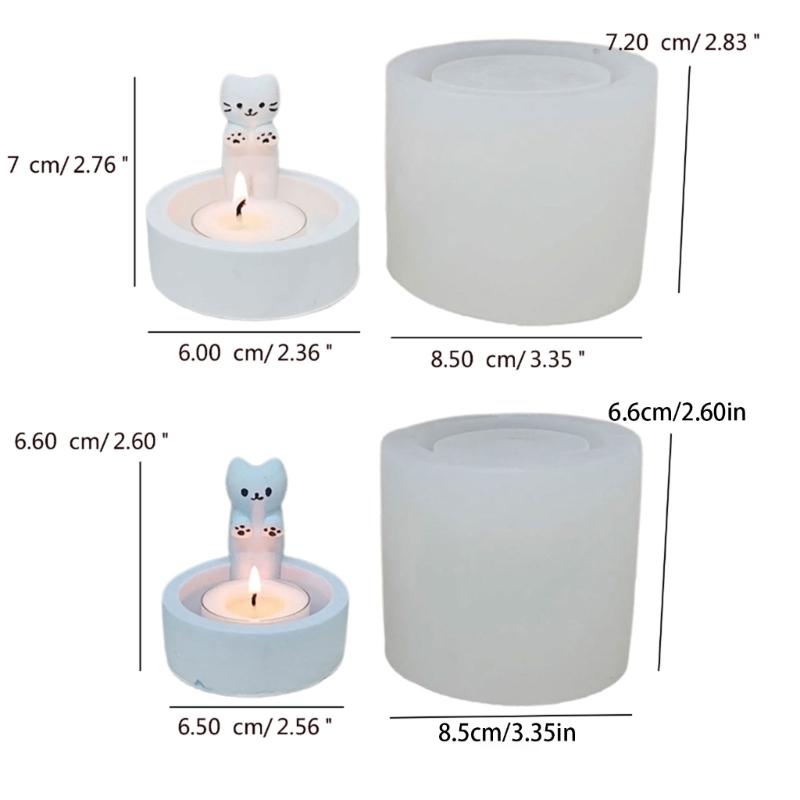 Cute Cats Candle Holder Silicone Molds Animal Candlestick Resins Molds DIY Concrete Castings Moulds Table Decorations