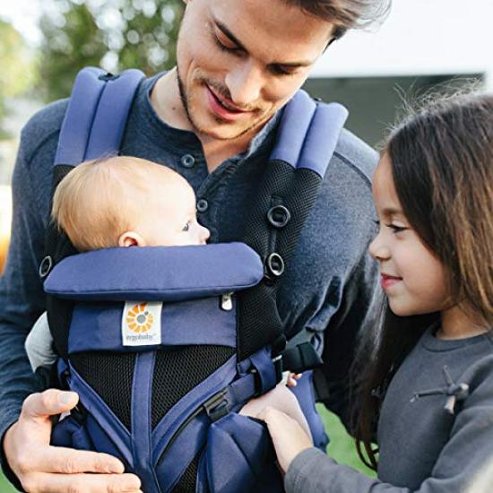 Marsupiu Ergobaby Ergobaby Mesh Piggyback, cu orientare înainte, cu prindere directă, garanție produs original japonez, Marsupiu potrivit pentru creștere, Omni 360 Cool Blue 0
