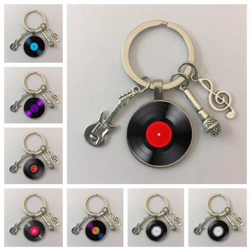 Creative Gramophone Music Keychain Ring Creative Charm Music Retro Vinyl Keychain Vinyl Record Picture Musician Accessories Gift