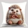 A Cute Hedgehog Heart-Shaped Decorative Pillow Cover, Measuring 45.72X45.72 Cm, Made of Soft Polyester with a Hidden Zipper - Perfect for Sofa And Liv