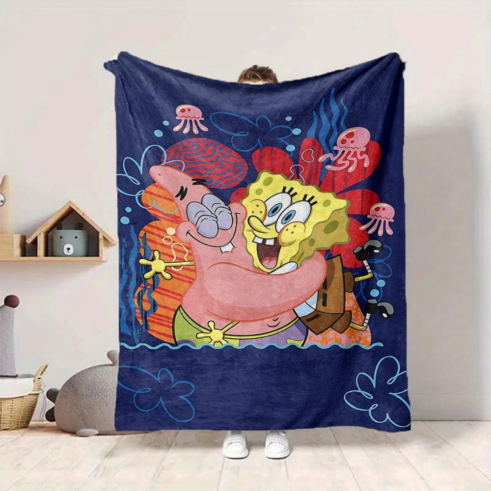 1pc SpongeBob SquarePants Flannel Blanket, Soft Skin Friendly with Digital Printing, Various Sizes Available for Family, Friends, Birthday