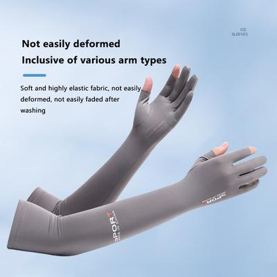 Arm Sleeves Sun Uv Protection Long Ice Silk Sports Sleeve Hand Cover Men Women 2 Fingers Outdoors Breathable