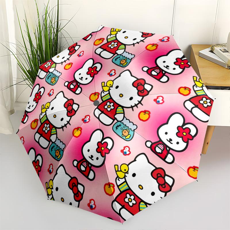 1pc Sanrio Umbrella Portable Folding Umbrella Iron Frame Hole Bone Structure Outdoor Home Umbrella