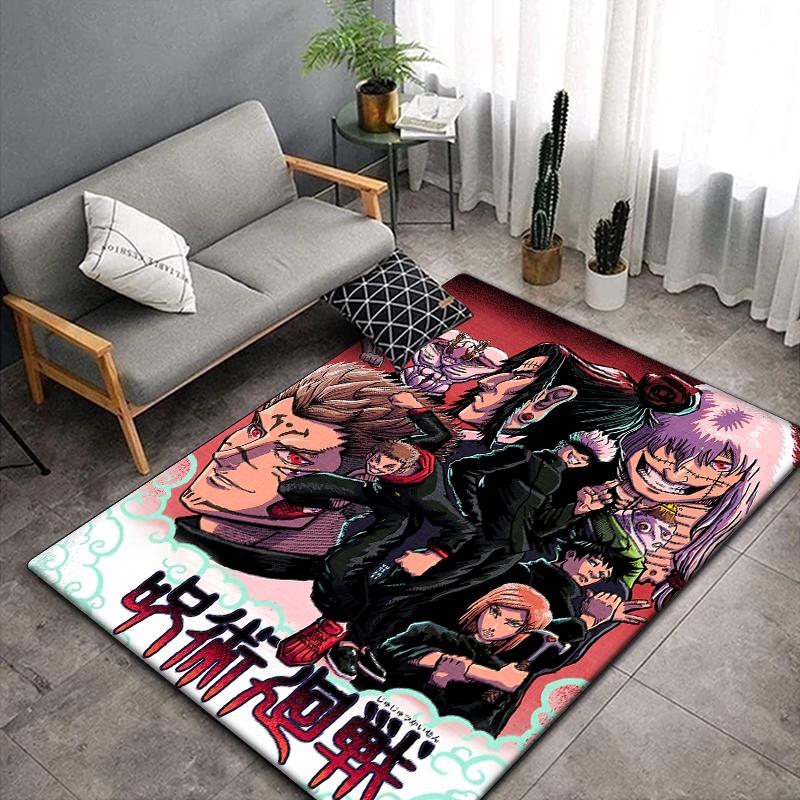 Jujutsu Kaisen Anime Rug Large,Carpet Rug for Living Room Bedroom Sofa Decoration,Doormat Kitchen Non-slip Floor Mat Picnic Camp