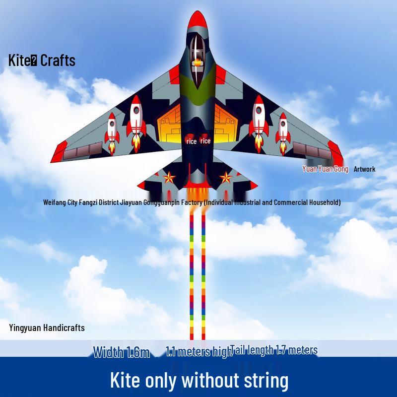 Easy-Fly Rocket Airplane Kite for Kids & Adults - Light Breeze Outdoor Toy