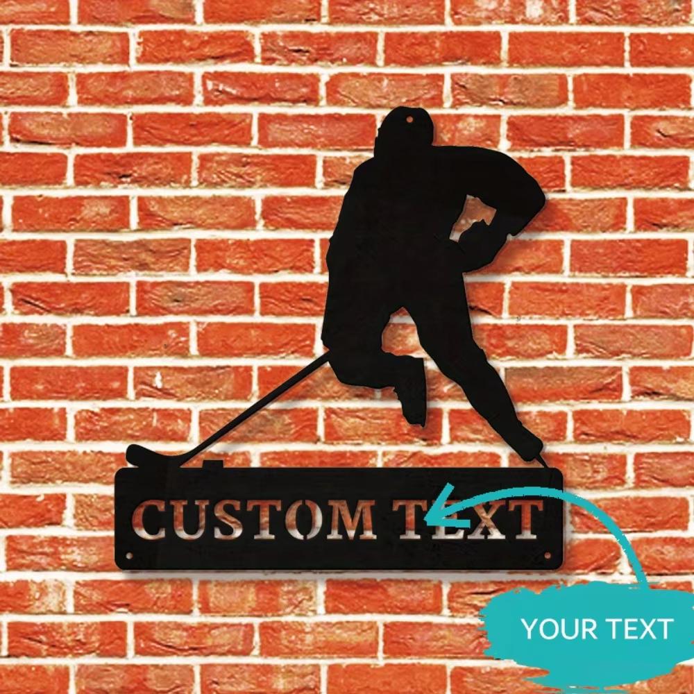 Tin Sign Retro Hockey Player Wall Art Home Decor Metal Sculpture