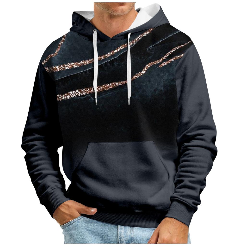 Maglione Autunnale da Uomo Taglia Grande con Cappuccio e Stampa Digitale Nuovo Maglione Basic Taglia Grande