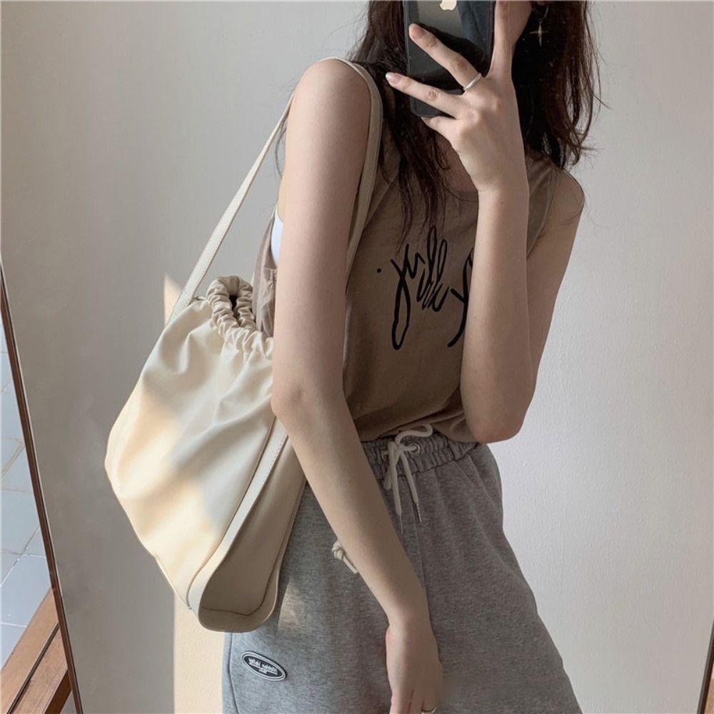 

PU Leather Shoulder Bag Large Capacity Travel Tote Bag Fashion Bucket Bag