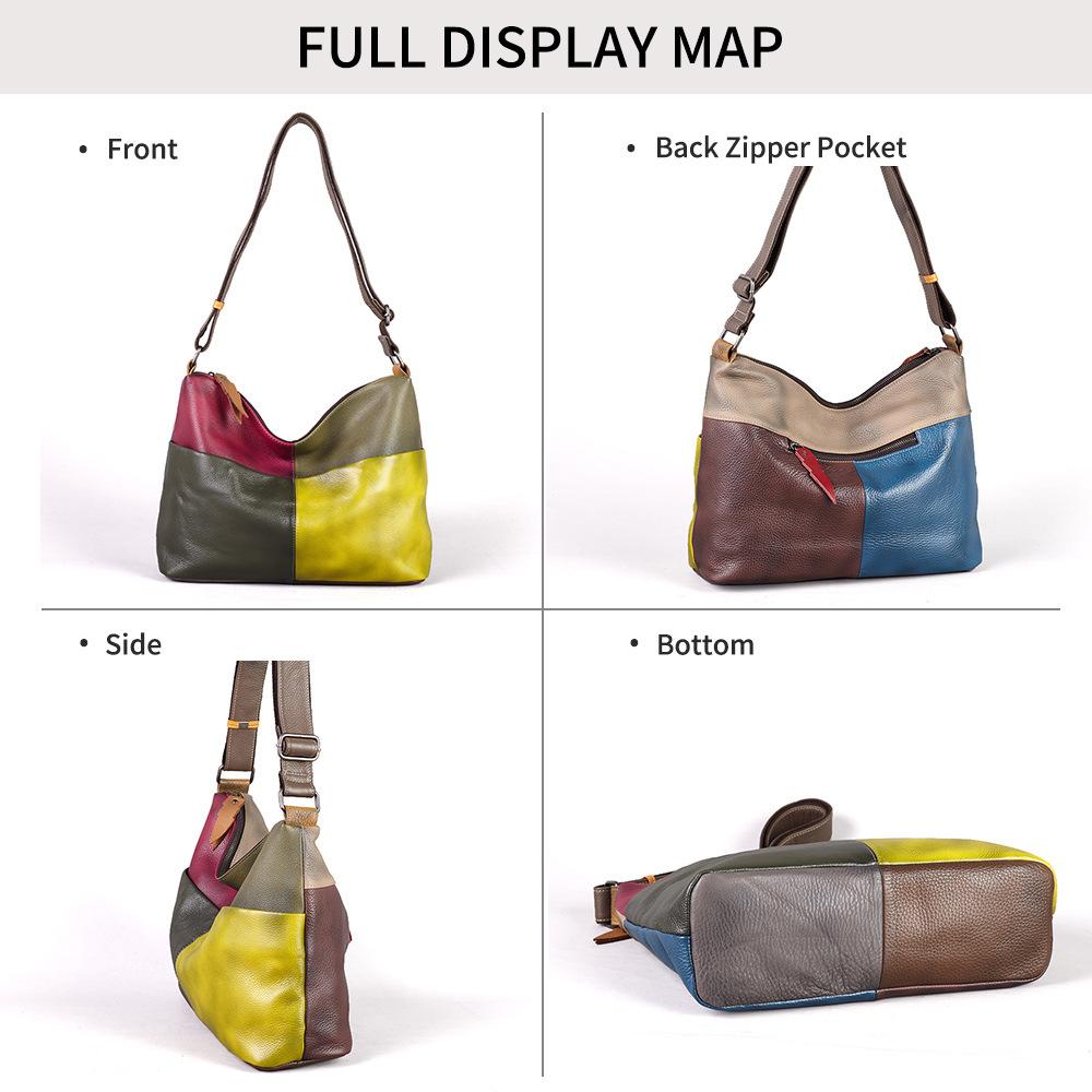 Premium Contrasting Color Splicing Tray Obo Bag Women'S Retro Large-Capacity Personalized Casual Shoulder Messenger Bag