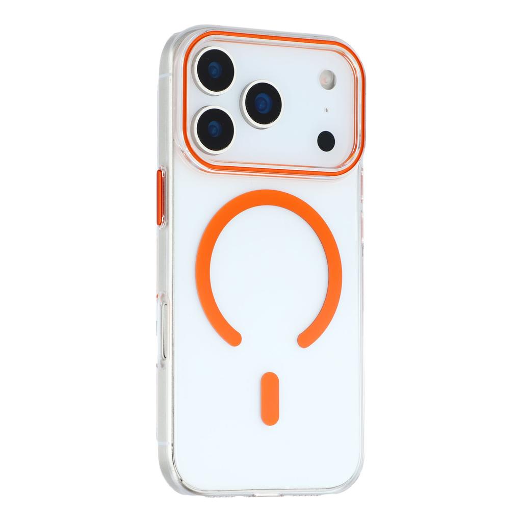 For iPhone 17 Pro Max Magnetic Case Clear PC Phone Back Cover with Metal Buttons