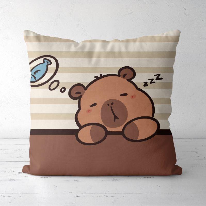 Cute Kapibara Capybara Cartoon Two-dimensional Pillowcase Children's Bedroom Sofa Cushion Cover Nap Pillow Cover