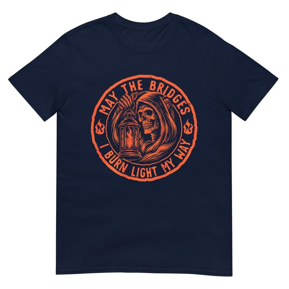 May The Bridges I Burn Light My Way Skull Gothic (On Back) Tshirt S