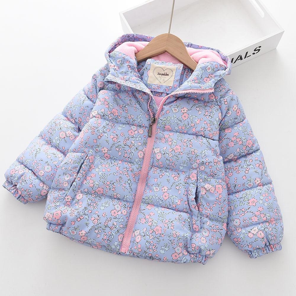 Winter Girls Printed Fashion Cute Fresh Hooded Children's Jacket