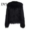 Women Faux Fur Jacket Women's Warm Plush Round Neck Coat Autumn Winter Fashionable Long Sleeve Solid Color Furry for Casual Street Wear Shopping