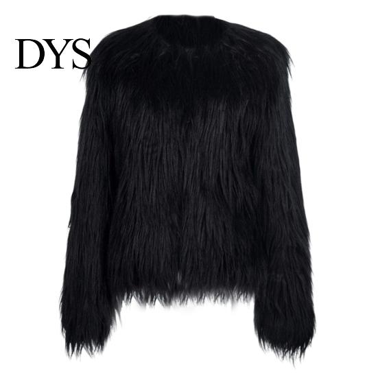 Women Faux Fur Jacket Women's Warm Plush Round Neck Coat Autumn Winter Fashionable Long Sleeve Solid Color Furry for Casual Street Wear Shopping