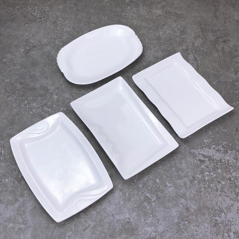 Rectangular Pure White Ceramic Dinner Plate