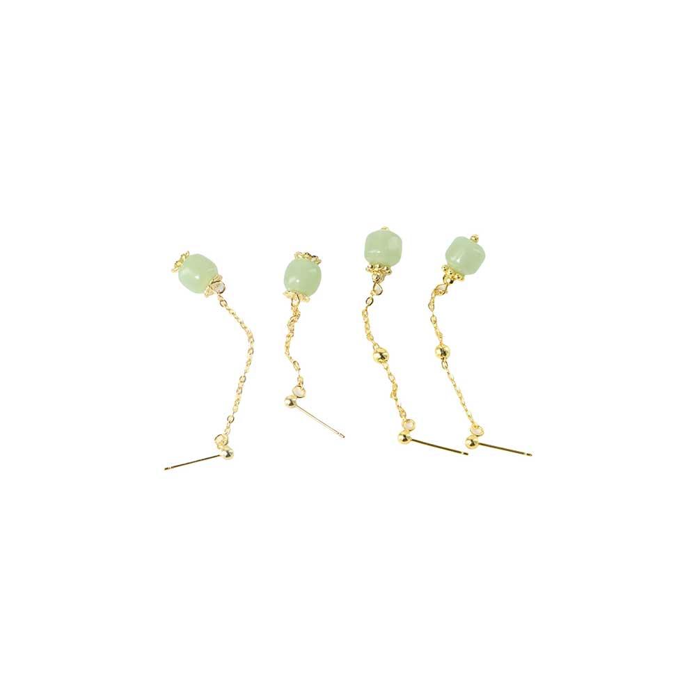Green Imitation   Earrings Chinese Style Jewelry Gold Dangle Earrings Female Earrings