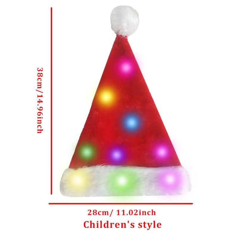 Merry Christmas LED lights High-end plush children adult Santa hat Christmas decorations Xmas Winter Gift For Kids Adults