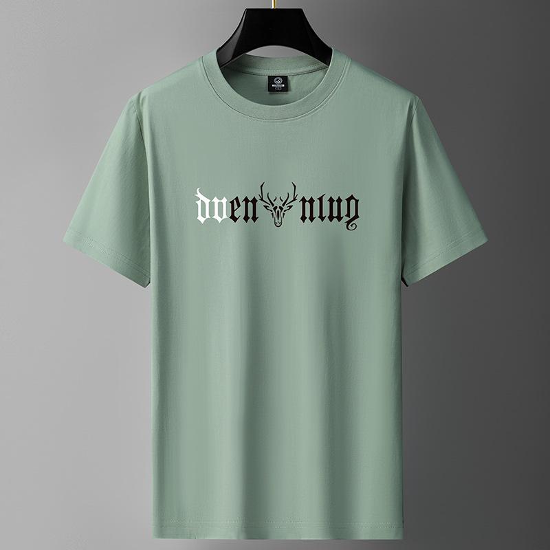 

Men s Loose-Fit Cotton Short-Sleeve T-Shirt - Trendy Round Neck, Large Sizes Available M