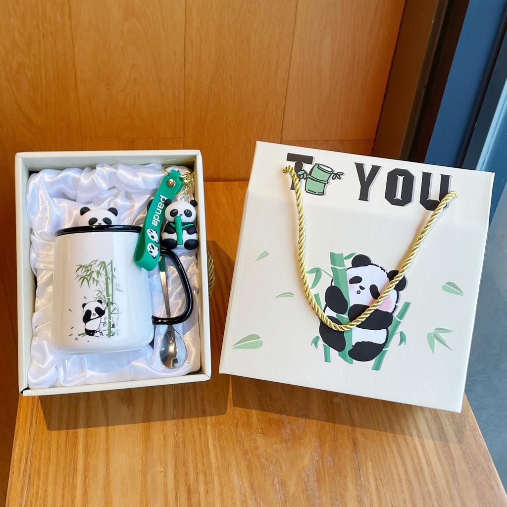 Mug with Lid Spoon 2025 New Female Panda Cup Souvenir Ceramic Water Cup Coffee Cup