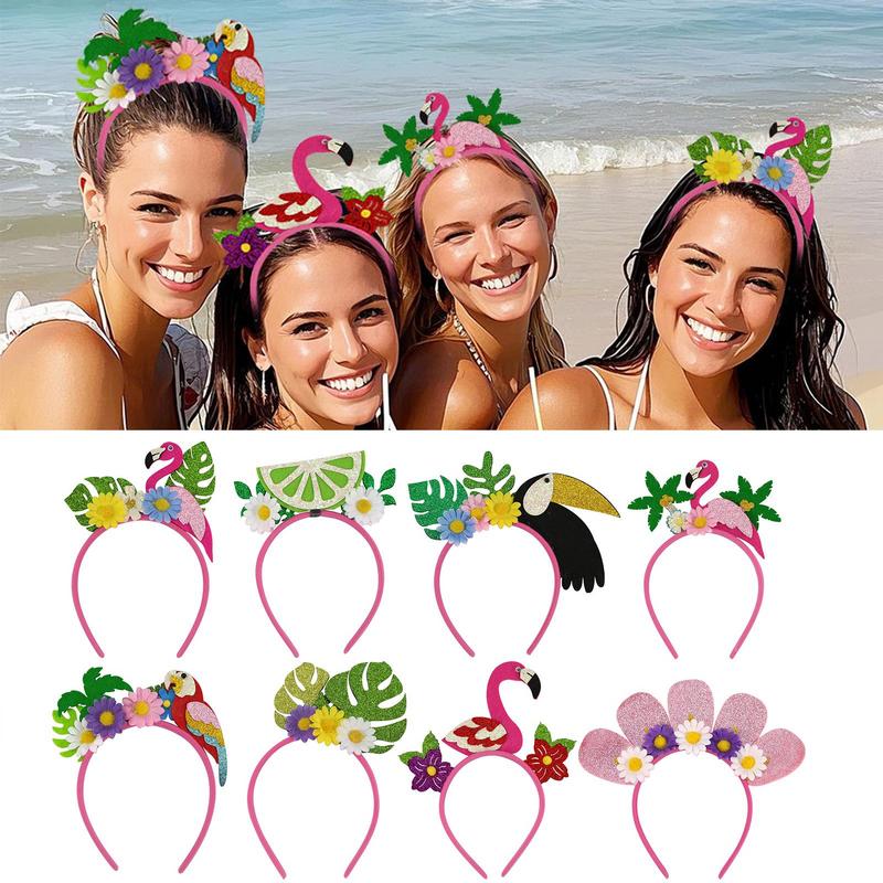 Flower Headband Hawaiian Decorative Flower Hairband Set Of 8 Beach Party Hair Hoop For Kids Adults Carnival Dress Up Floral