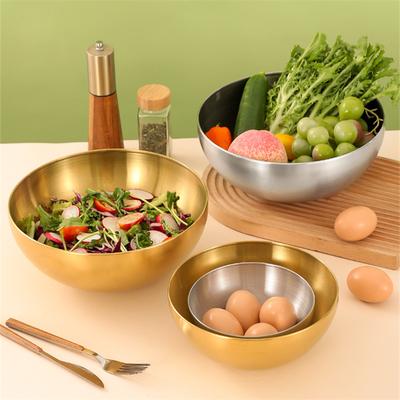 Single Layer Stainless Steel Salad Bowl Korean Tableware Dishes Ramen Fruit Noodle Bowls Utensils for Kitchen Food Container