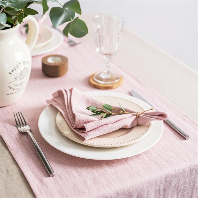 Handmade Modern Style 100% Linen Woven Dyed Square Napkins Eco-Friendly Reusable Soft Home Textile Dining Accessories 150g/m