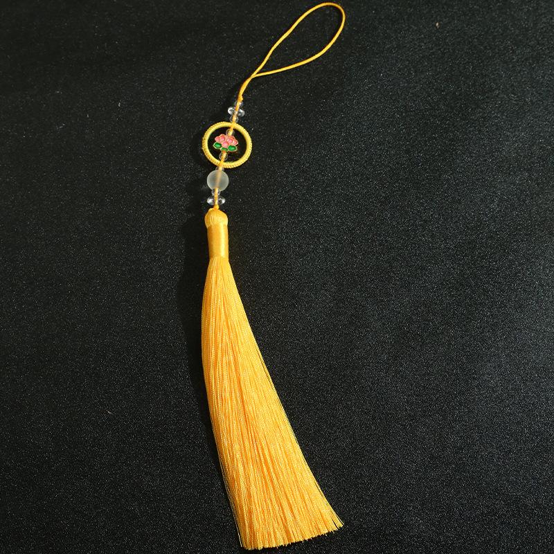 Chinese Retro Auspicious Lotus Beaded Tassel Fringe Women's Handbag Cheongsam & Hanfu Decoration Folding Fan Sachet Car Pendant
