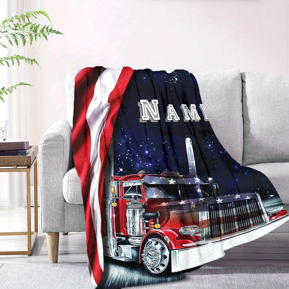 American Flag Truck Home Custom Blankets Comfortable Soft Lightweight Allseason Multipurpose Blanket For Picnics Sofas Offices Beds Living Rooms Ideal