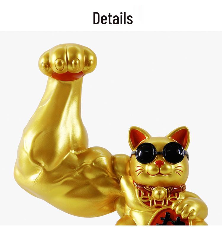 Robust Cat Figurine: Strong, Good Luck Welcoming Gift for Shops with Functional Cash Register Ornament