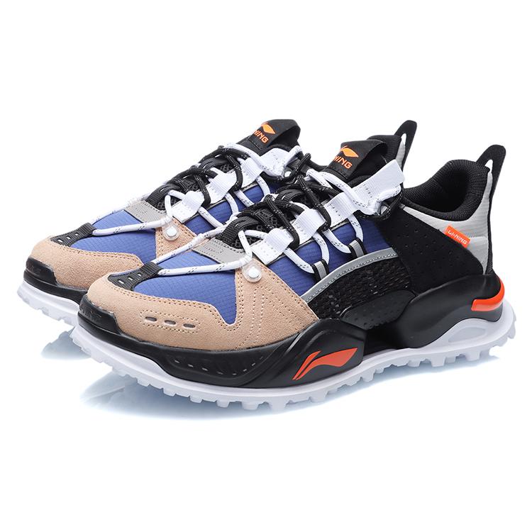 Li Ning Abrasion Resistant Thermal Low top Running Shoes Unisex Blue Apricot Black AGLR011-3